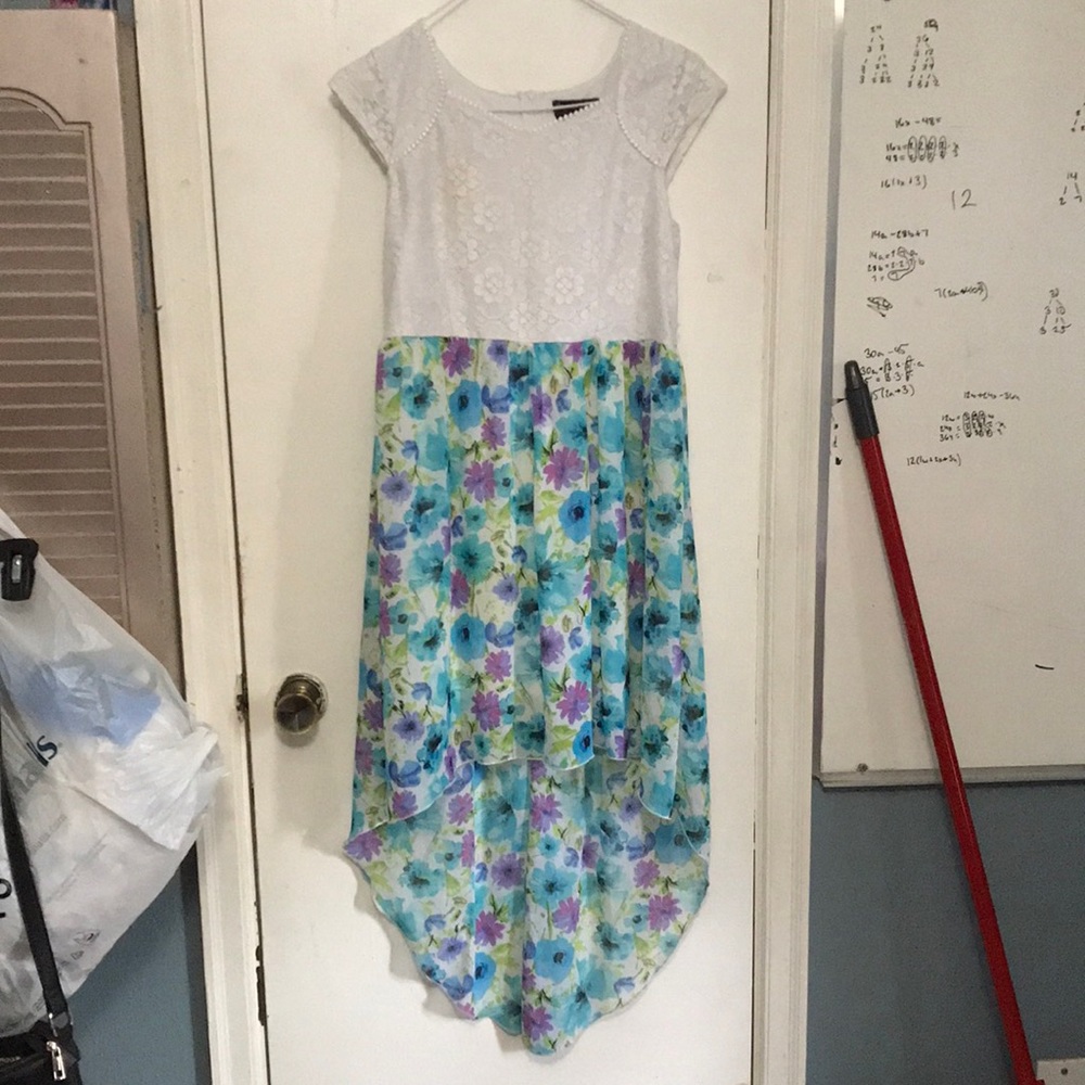 White and Blue Floral Dress